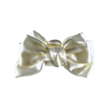 SILK CLIP BOW - CREAM 