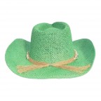 STRAW COWBOY HAT WITH SHELL BAND - GREEN
