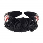 SEQUIN KNOT BASEBALL HEADBAND- BLACK 