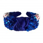 SEQUIN KNOT BASEBALL HEADBAND - BLUE 