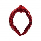 SEQUIN KNOT BASEBALL HEADBAND- BLACK 