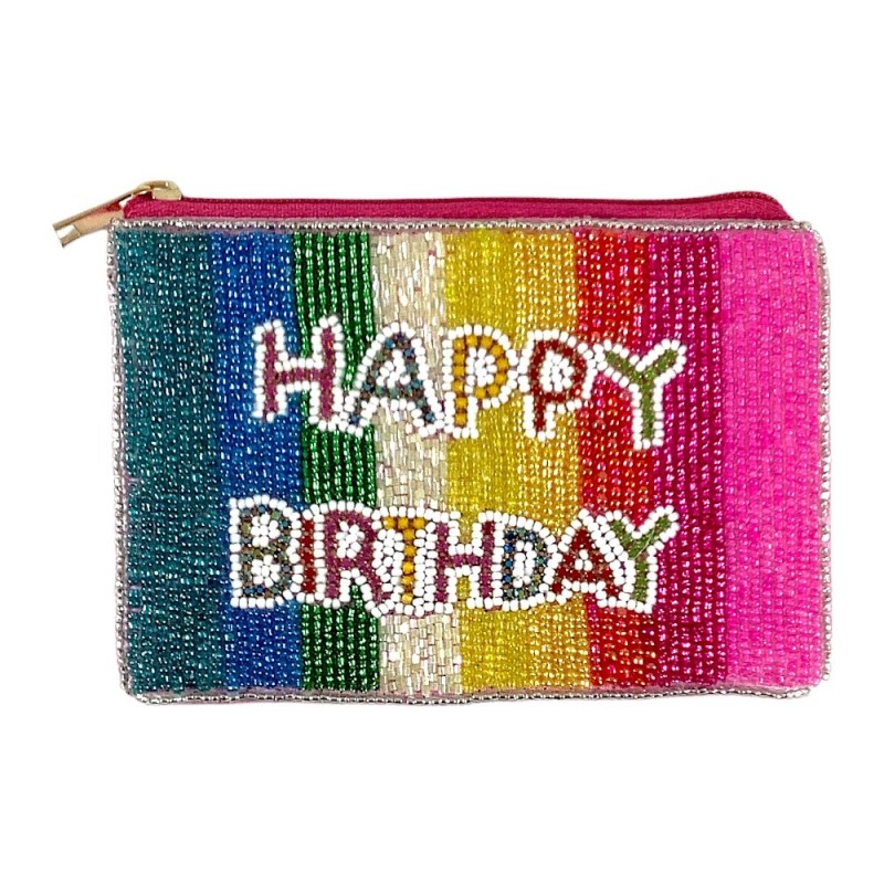 SEED BEAD COIN PURSE - HAPPY BIRTHDAY 