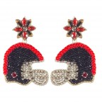 SEED BEAD HELMET EARRINGS - BLACK