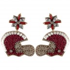 SEED BEAD HELMET EARRINGS - BURGUNDY