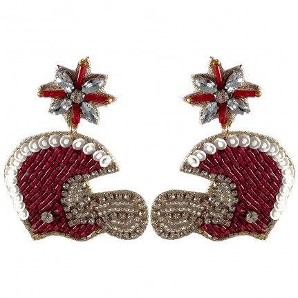 SEED BEAD HELMET EARRINGS - BURGUNDY