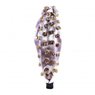 MATCHING GEM & SILK KNOT HEADBAND - LAVENDER