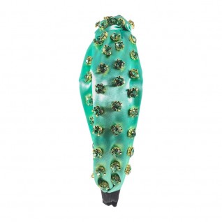 MATCHING GEM & SILK KNOT HEADBAND - MINT