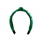 STRAW KNOT PEARL HEADBAND - GREEN