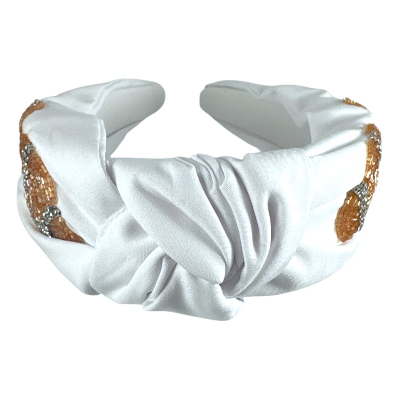 SEED BEAD FOOTBALL KNOT HEADBAND - WHITE 