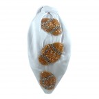 SEED BEAD FOOTBALL KNOT HEADBAND - WHITE 