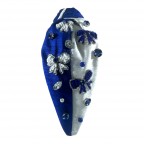 GEM & SEED BEAD KNOT HAIRBAND - BLUE & WHITE 