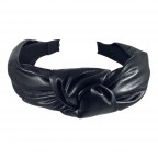 FAUX LEATHER KNOT HEADBAND - BLACK 