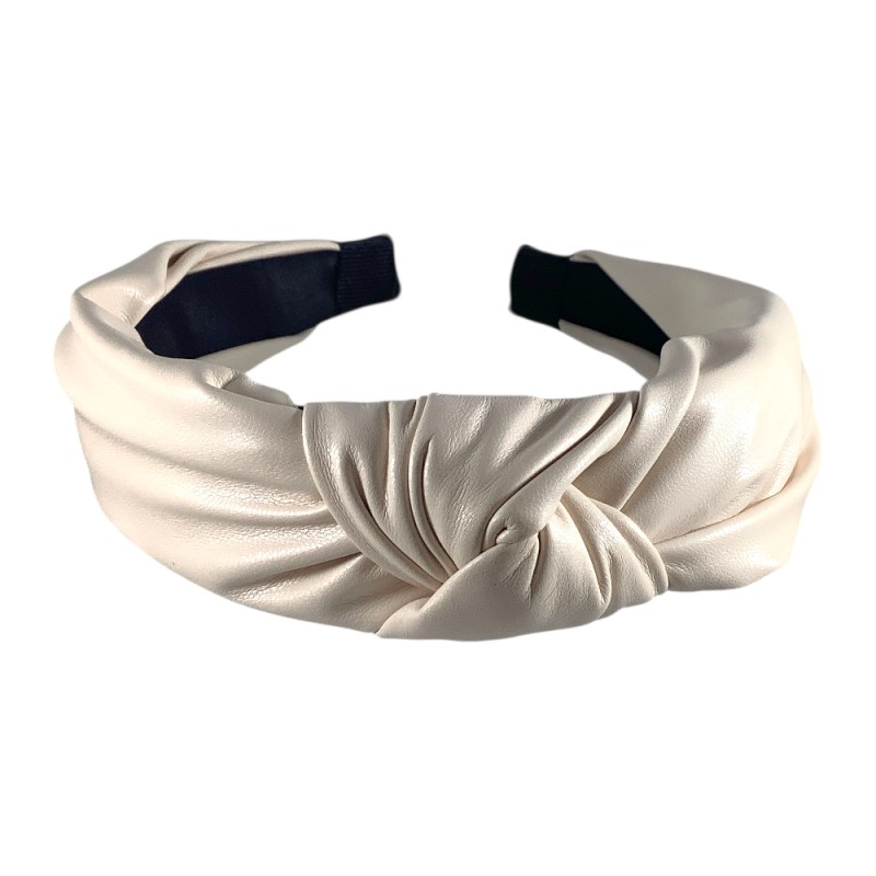 FAUX LEATHER KNOT HEADBAND - IVORY 