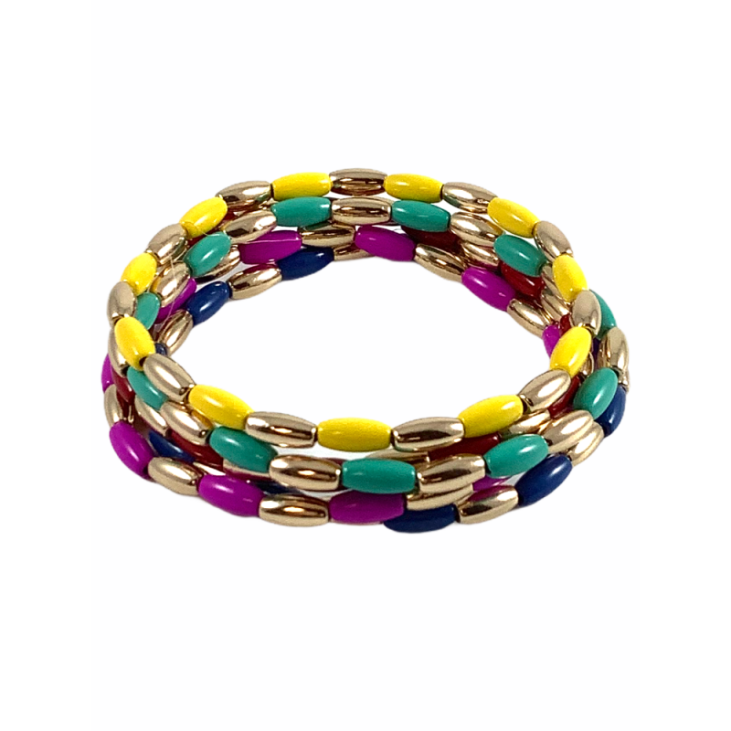 SET OF 5 BEADED BRACELETS - MULTICOLOR