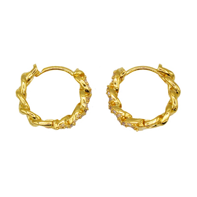 MINI CHAIN LINK HUGGIE EARRINGS GOLD