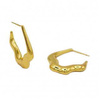 MINI WAVE HOOP EARRINGS - GOLD