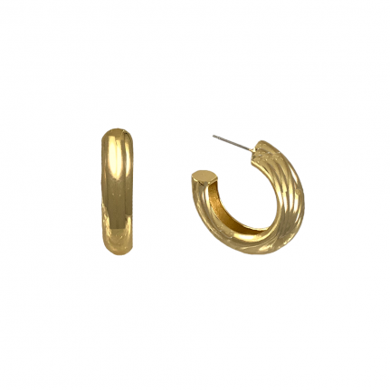 GOLD DIPPED ROUNDED OPEN HOOP EARRINGS 