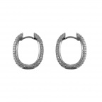 GOLD WHITE DIPPED OVAL CUBIC ZIRCONIA HOOP EARRINGS 