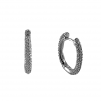 GOLD WHITE DIPPED OVAL CUBIC ZIRCONIA HOOP EARRINGS 