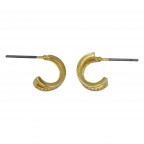 MINI STUD DOUBLE HOOP PAVE EARRINGS - GOLD