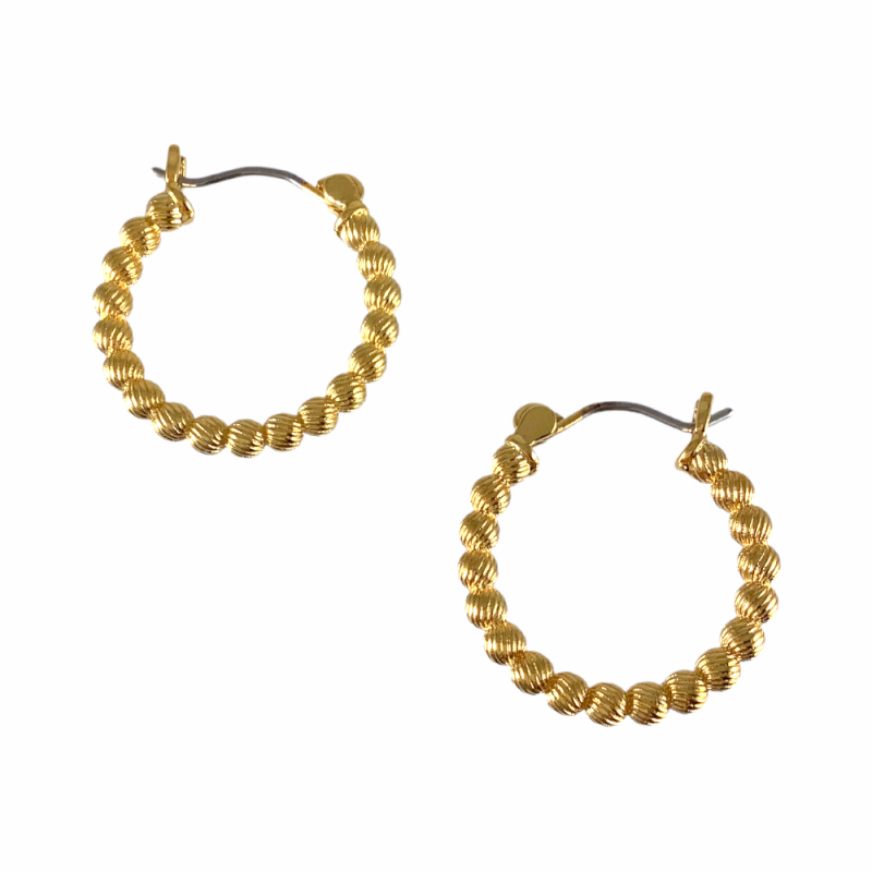 20MM BEADED DOTTED HOOP EARRINGS - GOLD DIPPED