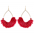 HOT PINK TEARDROP HOOPS - SILK FRINGE