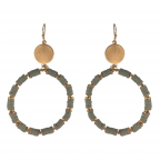 HEISHI BEAD & METAL HOOPS - GREY