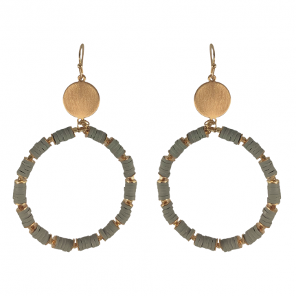 HEISHI BEAD & METAL HOOPS - GREY