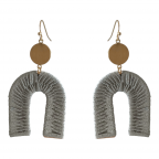 U-SHAPE SUEDE WRAPPED DROP & DANGLE EARRINGS - LIGHT GREY