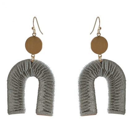 U-SHAPE SUEDE WRAPPED DROP & DANGLE EARRINGS - LIGHT GREY