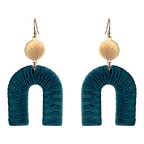U-SHAPE SUEDE WRAPPED DROP & DANGLE EARRINGS - TEAL