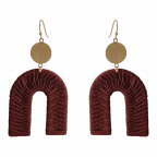 U-SHAPE SUEDE WRAPPED DROP & DANGLE EARRINGS - BURGUNDY