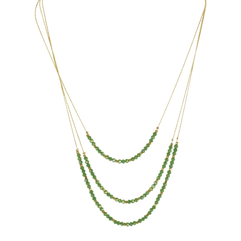 LAYERED MINI CRYSTAL BEADED NECKLACE - MINT