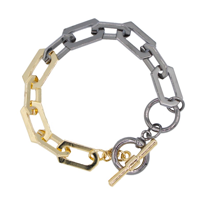 CHAIN LINK THICK BRACELET - TWO TONE