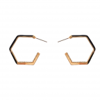HALF CRYSTAL ENAMEL GEOMETRIC HOOP - BLACK