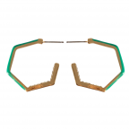 HALF CRYSTAL ENAMEL GEOMETRIC HOOP - TURQUOISE