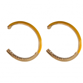 HALF CRYSTAL ENAMEL HOOP - YELLOW