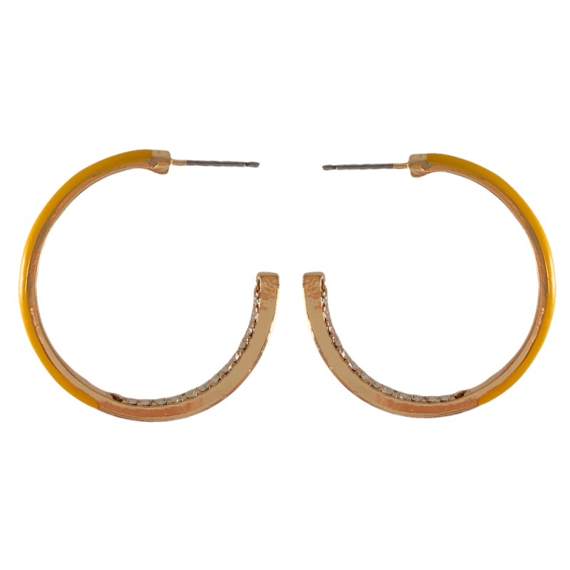 HALF CRYSTAL ENAMEL HOOP - YELLOW