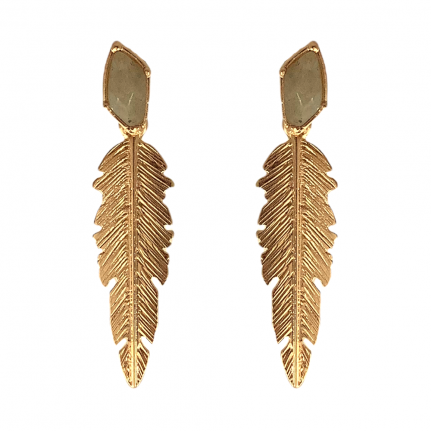 STONE LEAF EARRINGS - LABRADORITE