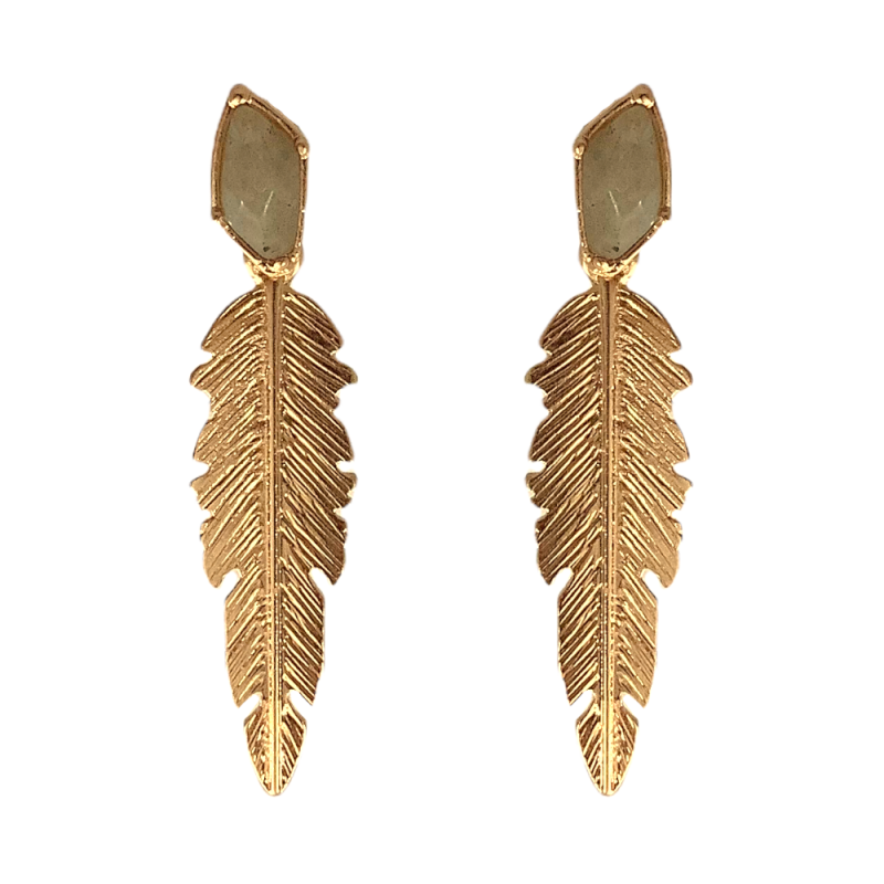 STONE LEAF EARRINGS - LABRADORITE