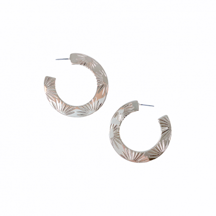 TEXTURED HOOP EARRINGS - SILVER
