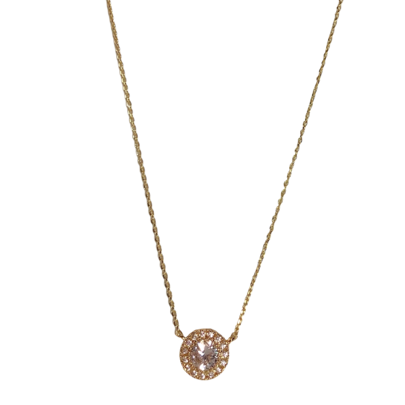 DAINTY DIPPED ROUND CRYSTAL NECKLACE - GOLD