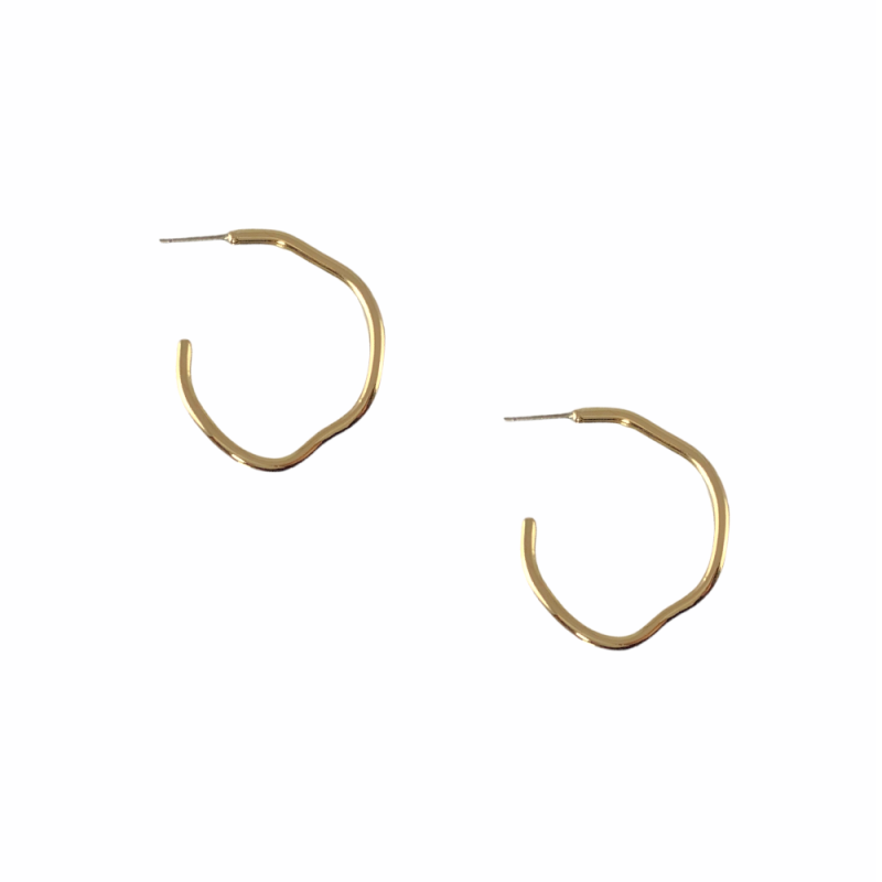 GLOSSED DEFORMATION HOOP EARRINGS - GOLD