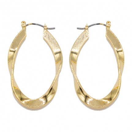 RETRO GOLD DIPPED HOOPS - CURVED OVAL SHAPE