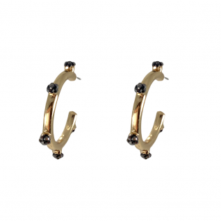 HEMATITE RETRO HOOPS - GOLD 