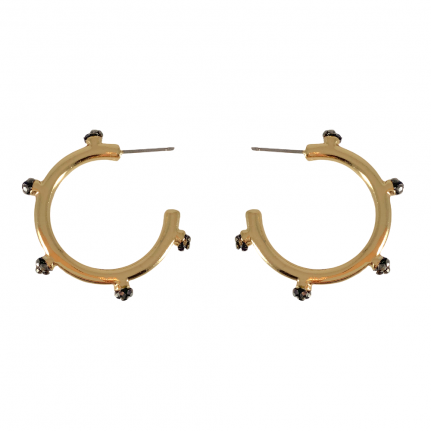 HEMATITE RETRO HOOPS - GOLD 