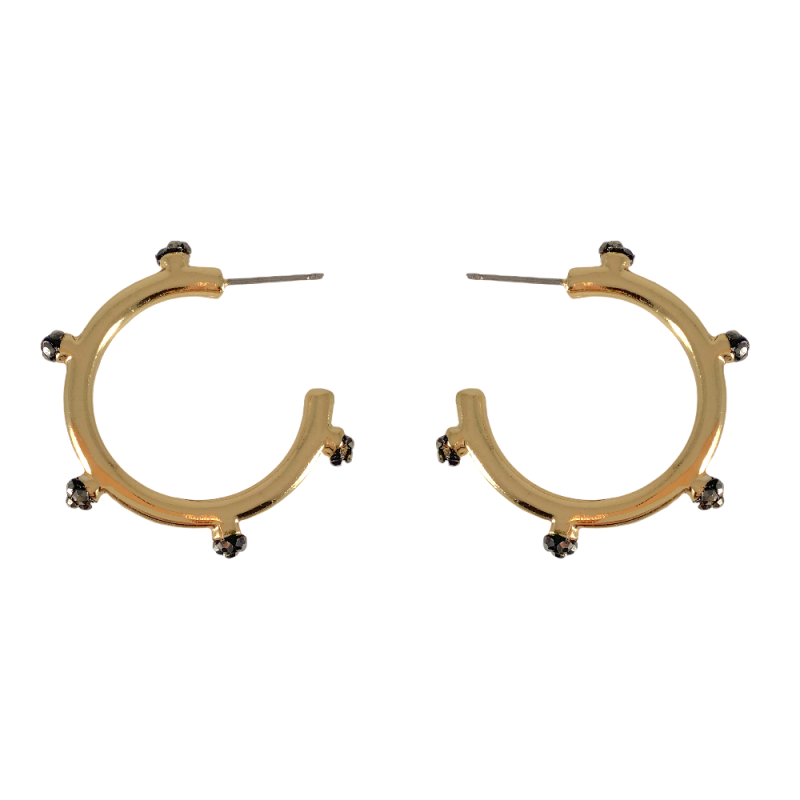 HEMATITE RETRO HOOPS - GOLD 
