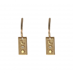 MINI HOOPS WITH CRESCENT & STAR & CUBIC ZICRONIA RECTANGLE - GOLD 