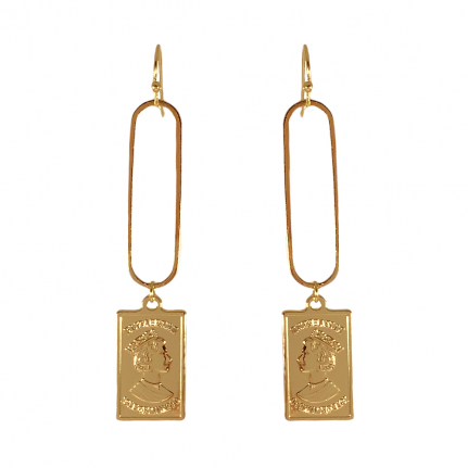 CHARM RECTANGLE HOOPS - GOLD 