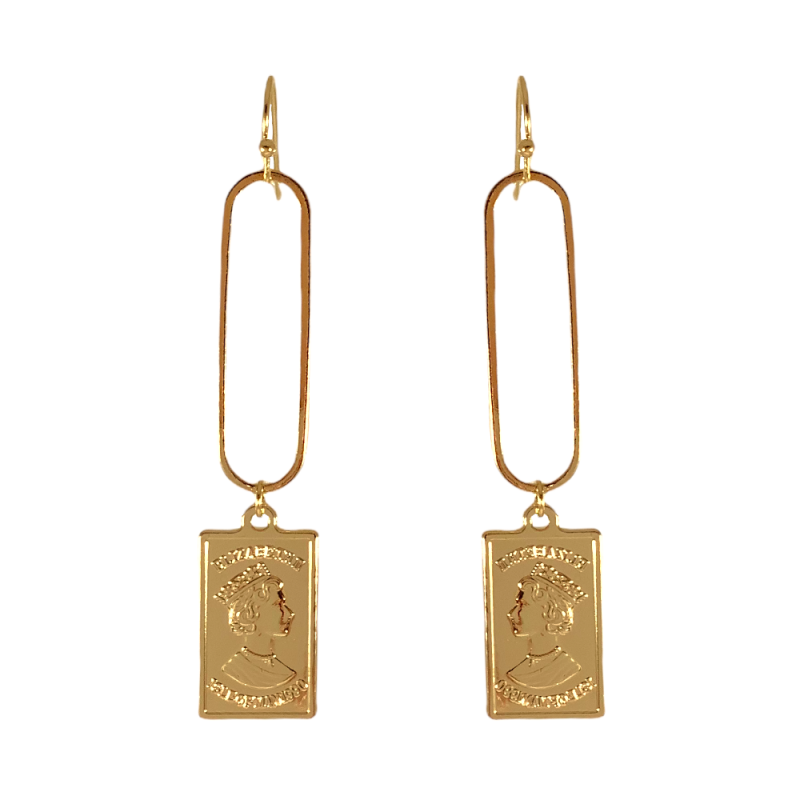 CHARM RECTANGLE HOOPS - GOLD 